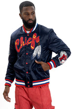 Load image into Gallery viewer, F1057 Chiefs Satin Varsity Jacket - Navy
