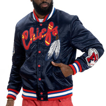 Load image into Gallery viewer, F1057 Chiefs Satin Varsity Jacket - Navy
