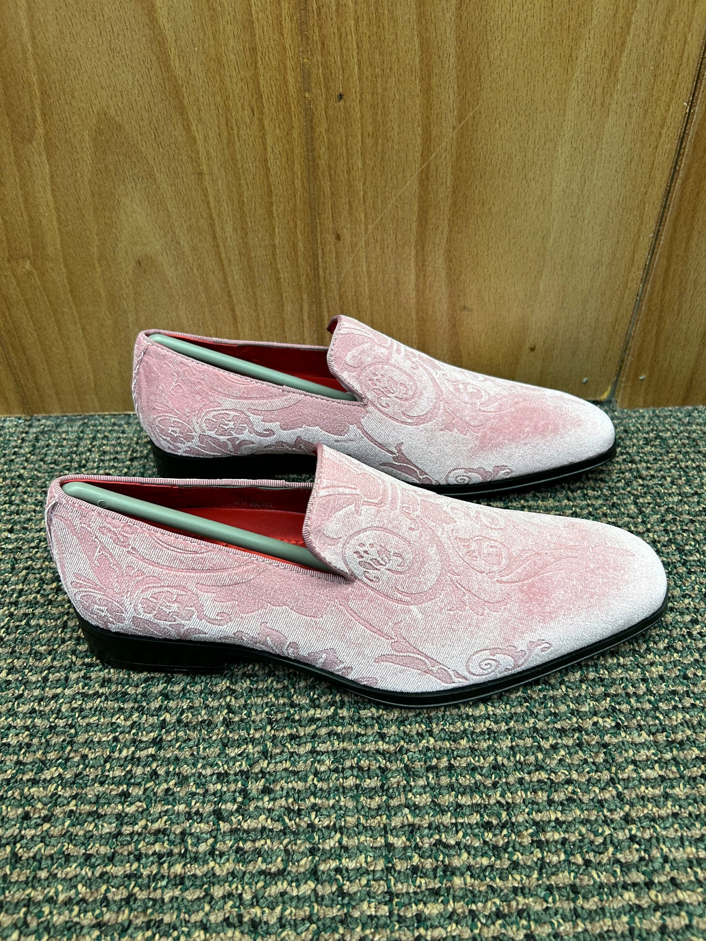 After Midnight Pink Floral Suede-like Men’s Smoking Red Bottom Prom Dress Shoes Style # 7017