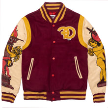 Load image into Gallery viewer, F1071 CASA De Wool Varsity Jacket - Burgundy

