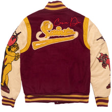 Load image into Gallery viewer, F1071 CASA De Wool Varsity Jacket - Burgundy
