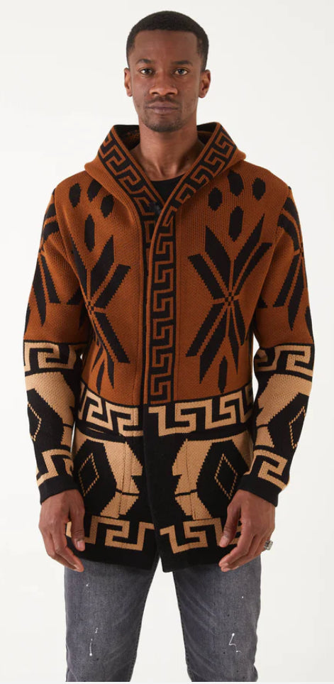 Lagos Red Exclusive Men's Brown Fashion Long Sweaters | Hoodie LS89