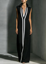 Load image into Gallery viewer, Women's V-Neck Color-Block Sleeveless A-Line Maxi Dress – 4 Colors XS–2XL
