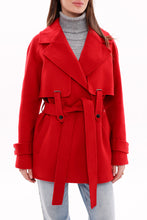 Load image into Gallery viewer, Karina Midi Cashmere Wool Blend Coat In Ruby
