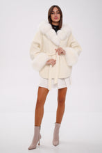 Load image into Gallery viewer, Genuine Polar Fox Fur Wool Hooded Coat
