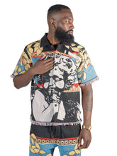 Load image into Gallery viewer, F530 The SAINT Tapestry Oversized Button-down Shirt - Black

