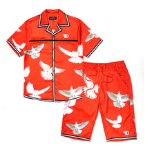 Load image into Gallery viewer, F545 Frost Dove Satin Button Down Set - Red

