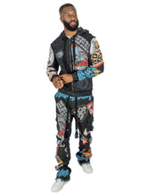 Load image into Gallery viewer, F1755 Brave Heart Tapestry Stacked Pants - Black
