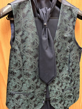 Load image into Gallery viewer, Moda Color Exclusive Navy/Green Paisley 4-Piece Turkish Slim Fit Suit with Tie
