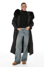 Load image into Gallery viewer, Genuine Silver Fox Fur Trim Down Coat

