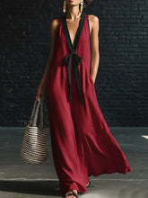 Load image into Gallery viewer, Women's V-Neck Strapless Sleeveless Maxi Dress | Resort-Style Elegant Long Dress
