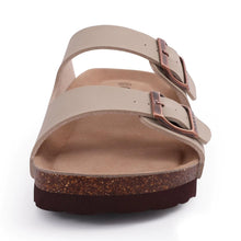 Load image into Gallery viewer, Women's Cork Footbed Slide Sandal, Comfortable Summer Beach Sandals with Adjustable Buckle 7.5 Stone - # GIAA73510007
