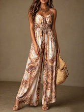 Load image into Gallery viewer, Women's Printed Backless Camisole Wide Leg Jumpsuit
