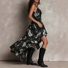 Load image into Gallery viewer, Printed Deep V-Neck Camisole Maxi Dress – High-Waist High-Slit Vacation Dress for Women
