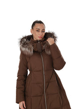 Load image into Gallery viewer, Genuine Silver Fox Fur Trim Down Coat
