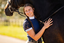 Load image into Gallery viewer, Short Sleeve Lace shirt- Navy
