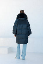 Load image into Gallery viewer, Celeste Genuine Fur Trim Down Fill Coat in Black
