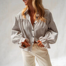 Load image into Gallery viewer, Women's Plaid Flared Sleeve Loose Fit Long Sleeve Shirt

