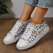 Load image into Gallery viewer, Raw Hem Printed Round Toe Sneakers – Canvas Flat Casual
