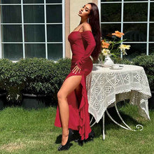 Load image into Gallery viewer, One Shoulder Dress : With Slit Dress
