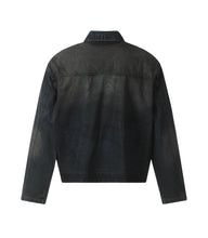 Load image into Gallery viewer, NOIR PATCHWORK WAXED DENIM JACKET
