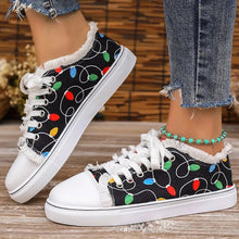 Load image into Gallery viewer, Raw Hem Printed Round Toe Sneakers – Canvas Flat Casual
