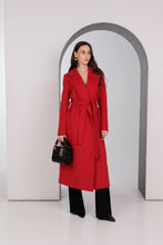 Load image into Gallery viewer, Astoria Classic Wraparound Wool Blend Overcoat in Red
