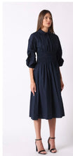 Load image into Gallery viewer, Ruched Puff Sleeve &amp; Waist A Line Midi Dress - Gracia
