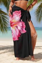 Load image into Gallery viewer, Sheer Chiffon High-Slit Swim Cover-Up Dress – Floral Print, One Size
