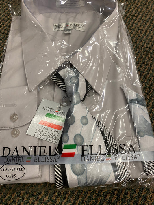 Daniel Ellissa DS3001 Silver Convertible cuff Men’s Dress Shirt