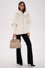 Load image into Gallery viewer, Saga®Furs Hooded Polar Fox Wool Alpaca Coat
