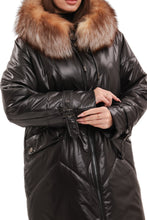 Load image into Gallery viewer, Genuine Fox Fur Trim Mid Length Coat

