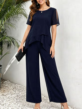 Load image into Gallery viewer, Women's Irregular Hem Top &amp; Wide Leg Pants Two-Piece Set
