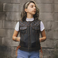 Load image into Gallery viewer, Bonnie Perforated Women's Motorcycle Leather Vest
