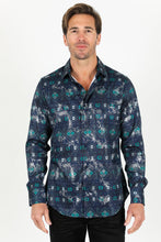 Load image into Gallery viewer, Mens Modern Fit Stretch Foiled Shirt - Navy
