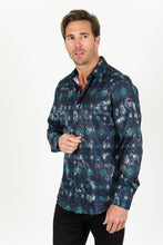 Load image into Gallery viewer, Mens Modern Fit Stretch Foiled Shirt - Navy
