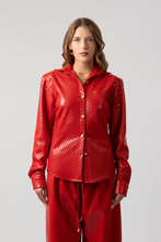 Load image into Gallery viewer, Celeste Vegan Quilted Leather Button-Up
