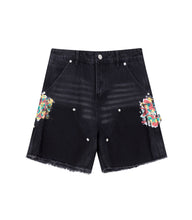 Load image into Gallery viewer, NOIR SPLIT PAINTERS SHORTS
