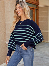 Load image into Gallery viewer, Fashionable Asymmetrical Striped Loose Fit Short-Length Sweater | NCS
