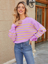 Load image into Gallery viewer, Fashionable Asymmetrical Striped Loose Fit Short-Length Sweater | NCS
