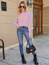 Load image into Gallery viewer, Fashionable Asymmetrical Striped Loose Fit Short-Length Sweater | NCS
