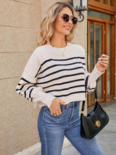 Load image into Gallery viewer, Fashionable Asymmetrical Striped Loose Fit Short-Length Sweater | NCS

