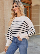Load image into Gallery viewer, Fashionable Asymmetrical Striped Loose Fit Short-Length Sweater | NCS
