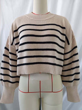 Load image into Gallery viewer, Fashionable Asymmetrical Striped Loose Fit Short-Length Sweater | NCS
