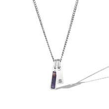 Load image into Gallery viewer, Birthstone &amp; Initial Tag Necklace - Silver
