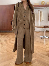Load image into Gallery viewer, Casual Knitted Long Jacket&amp;Vest&amp;Pants 3 Pieces Suit
