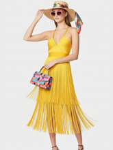 Load image into Gallery viewer, Fringe Bandage Dress With Suspender Straps For Women, Tribeca, BYMANYC New York.
