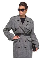 Load image into Gallery viewer, Wool Cashmere Blend Mélange Belted Coat
