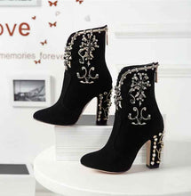 Load image into Gallery viewer, Women Suede Ankle Boots : With Back Zipper
