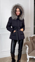 Load image into Gallery viewer, Noir Genuine Silver Fox Fur Down Fill Coat
